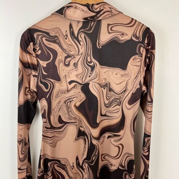 Song of Style Rommie Mesh Dress Brown Marble Women’s Small Long Sleeve Stretch - Picture 13 of 15